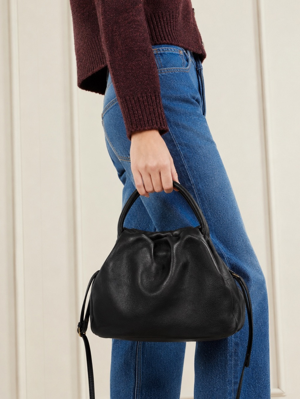 HOBO Darling Small Slouch Crossbody Satchel Black Leather Leather Bag